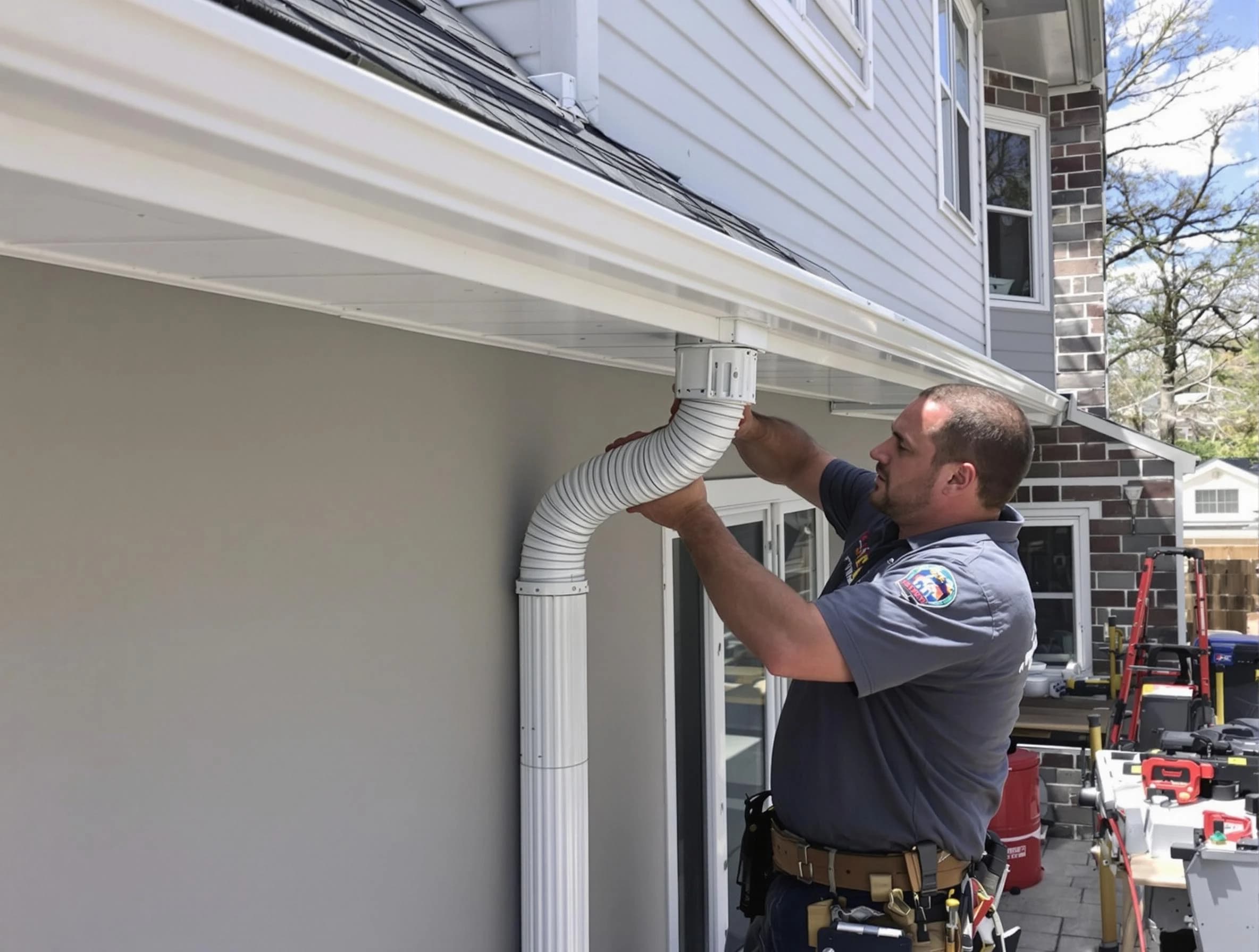 Downspouts installed by Strongsville Roofing Company to guide water away in Strongsville, OH